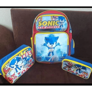 Set de mochila, lonchera y cartuchera con diseño de Sonic, para el regreso a clases – Disponible en Isasur Market con envíos rápidos a Cuba – Más opciones que Tuambia y Supermarket23