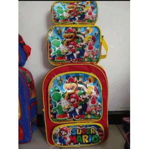 Set de mochila, lonchera y cartuchera con diseño de Mario Bros, ideal para el regreso a clases – Disponible en Isasur Market con envíos rápidos a Cuba – Alternativa a Supermarket23 y Tuambia
