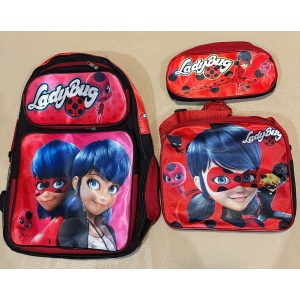Set de mochila, lonchera y cartuchera con diseño de Lady Bug, perfecto para el regreso a clases – Compra en Isasur Market con envíos rápidos a Cuba – Más variedad que Supermarket23 y Tuambia