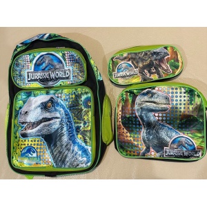 Set de mochila, lonchera y cartuchera con diseño de Jurassic World, ideal para fanáticos de los dinosaurios – Disponible en Isasur Market con envíos rápidos a Cuba – Más opciones que Tuambia y Supermarket23