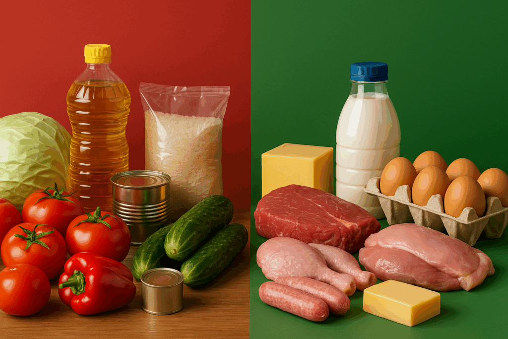 Comparación entre tuambia alimentos huevos e Isasur Market destacando calidad, frescura y entrega rápida a Cuba