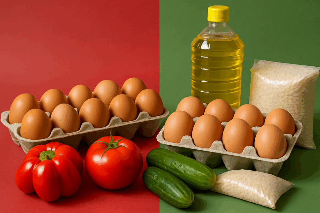 Comparación entre tuambia huevos e Isasur Market mostrando frescura, calidad y entrega rápida de huevos en Cuba