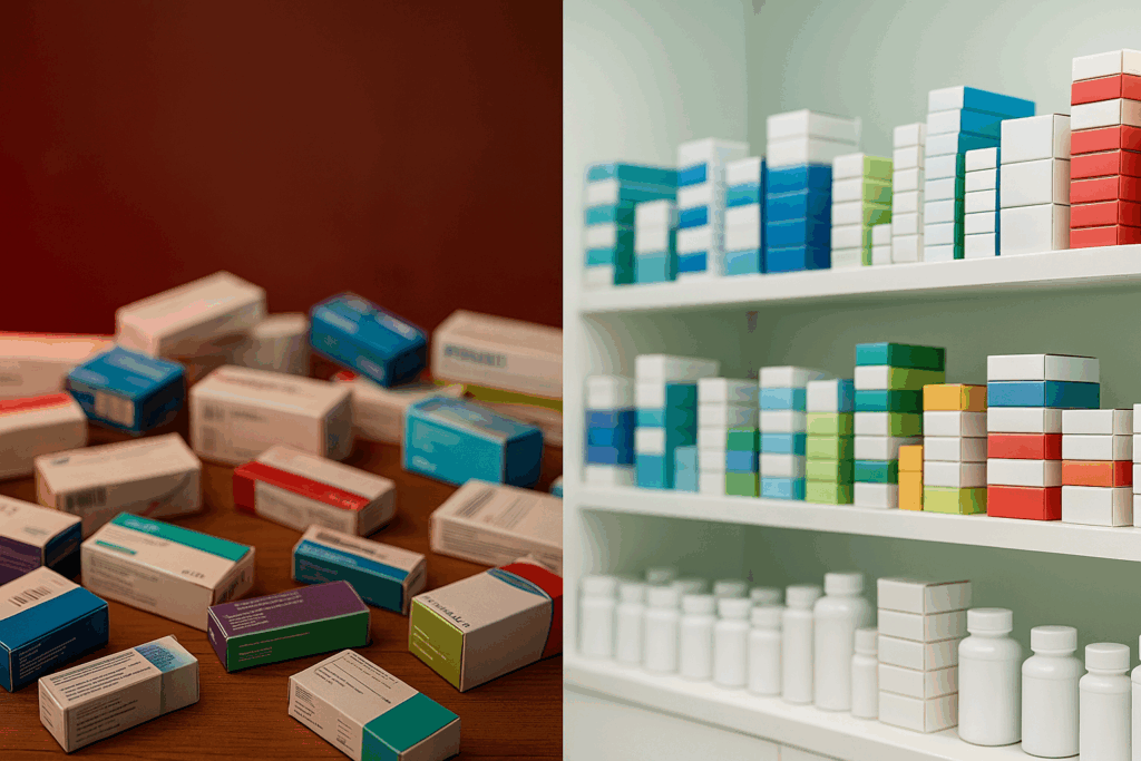 Comparación visual de supermarket23 medicamentos a domicilio e Isasur Market, destacando rapidez y seguridad en envíos de medicinas a Cuba.