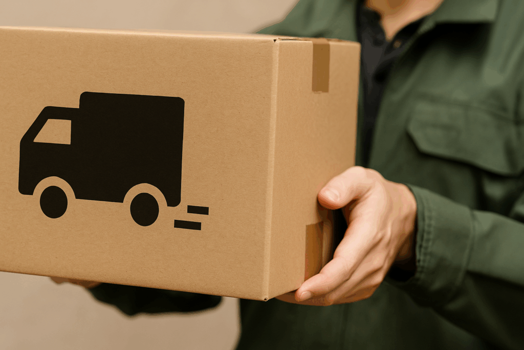 Primer plano de una caja de cartón sellada con cinta de envío, lista para ser entregada en Cuba  - la tienda envios