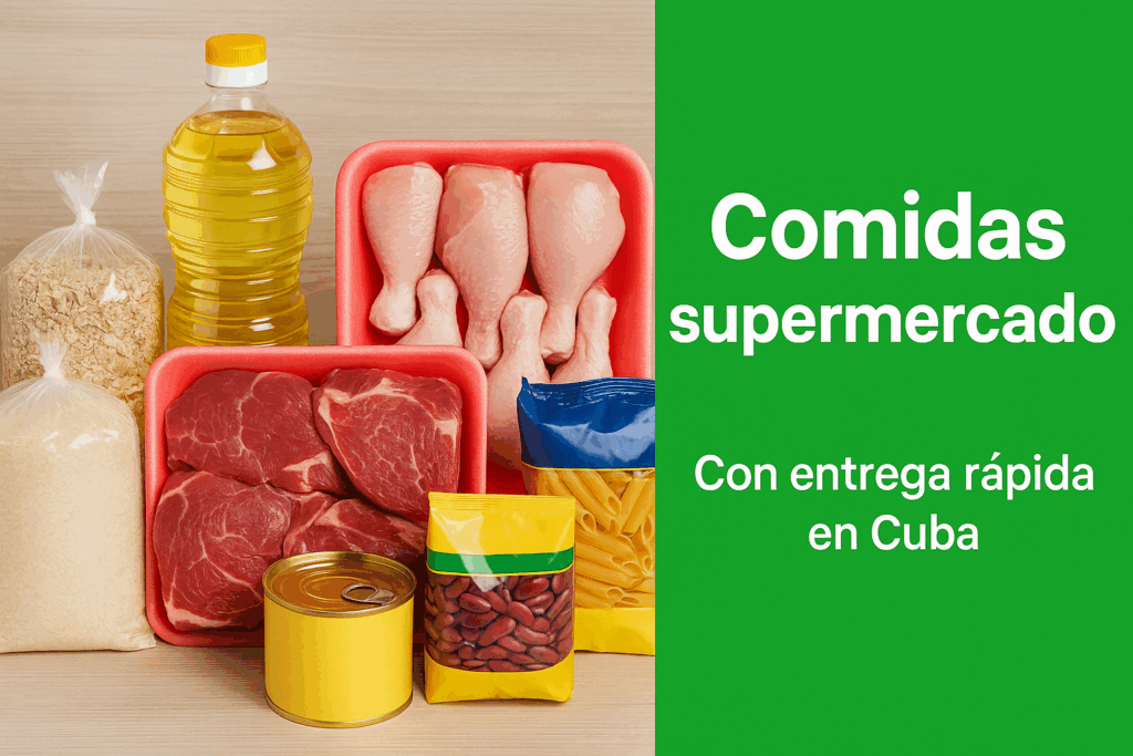 comidas supermercado ofrecidas por Isasur Market en paquetes organizados y listos para envío