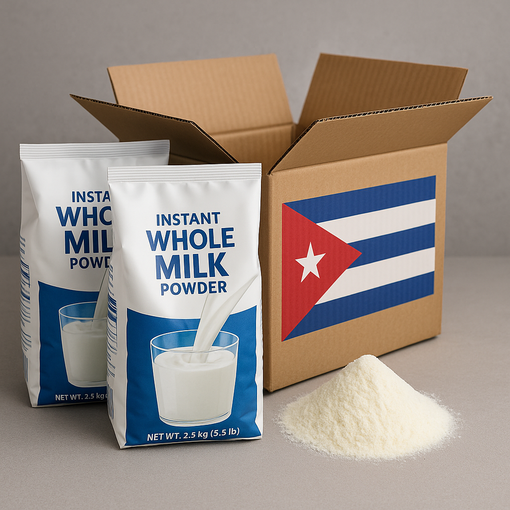 envíos de leche en polvo para Cuba con presentación ordenada y productos en alta calidad.